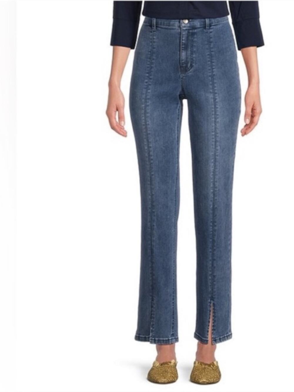 J. McLaughlin Rainey Jeans Light Wash Split Hem Ankle Front Seaming Polished 14
